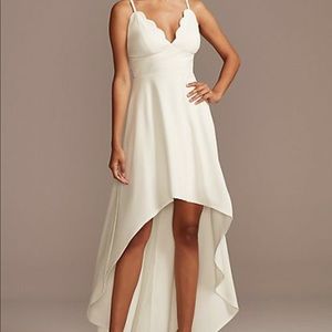 Scalloped V-Neck Dress with High Low Hem